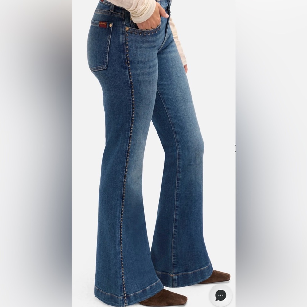 7 For All Mankind dojo tailorless slim illusion boot but jeans with studs
